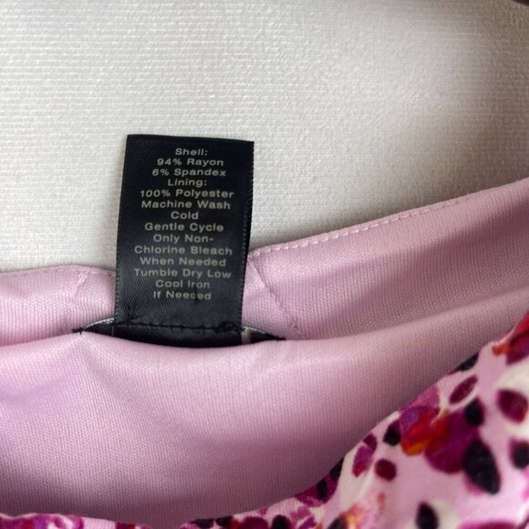 Ann Taylor Women Sleeveless Pink & Purple Abstract Print Draped Sheath Dress Siz - Picture 4 of 7